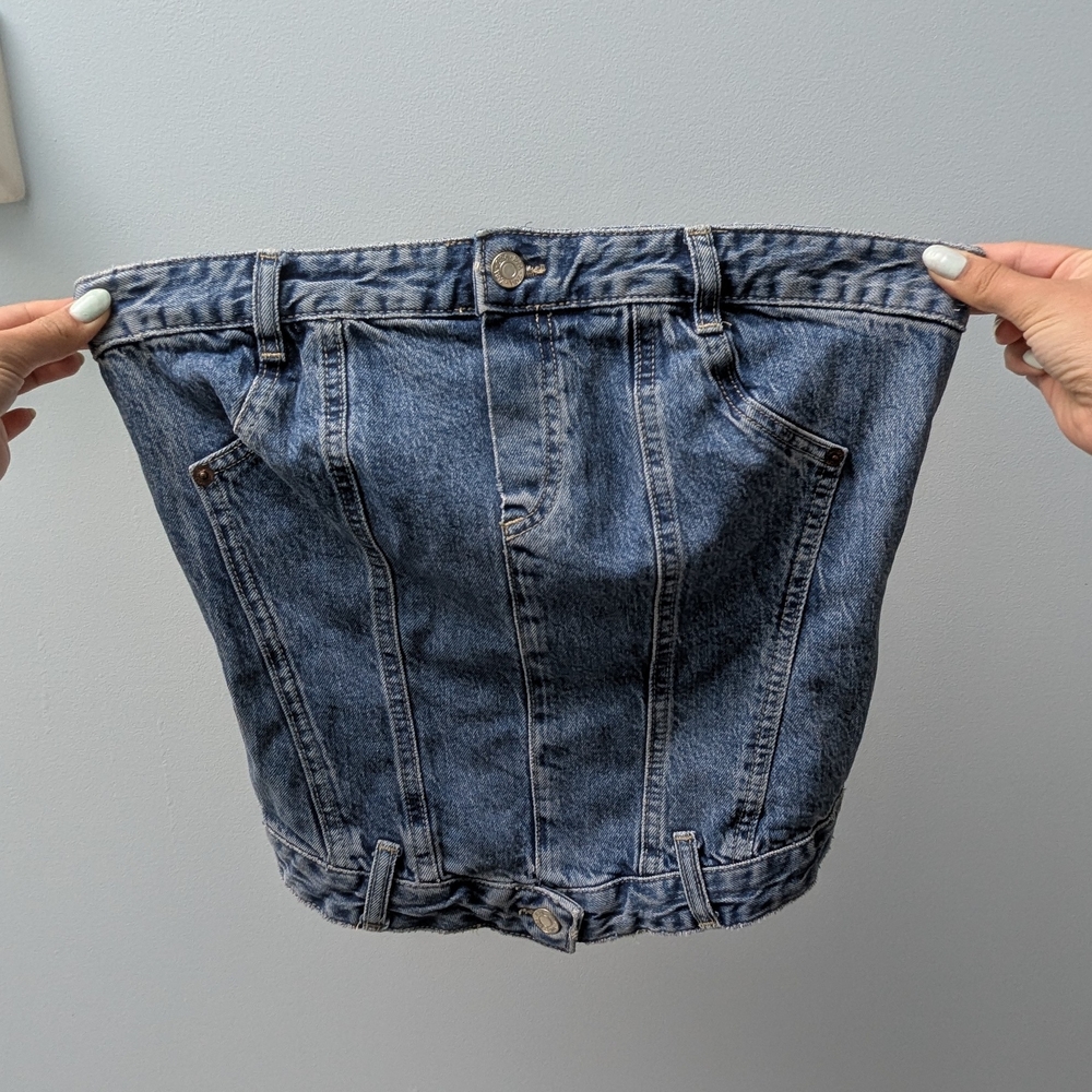 Zara Blue Denim Corset Top